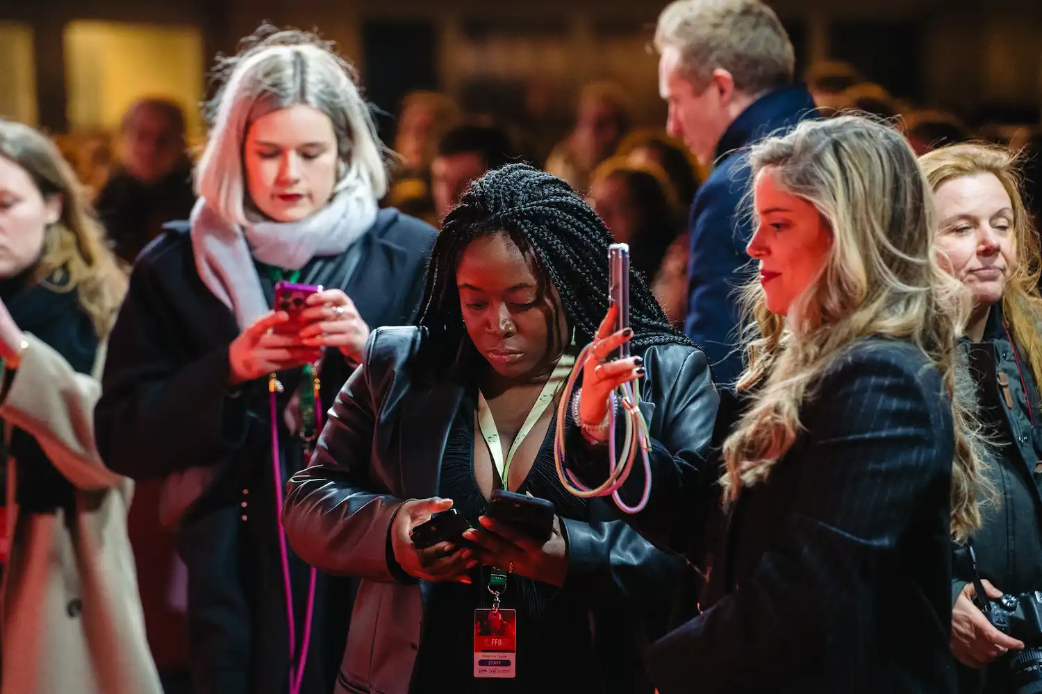 High-end native video content 1 Story takeover red carpet - Social media manager working on phone