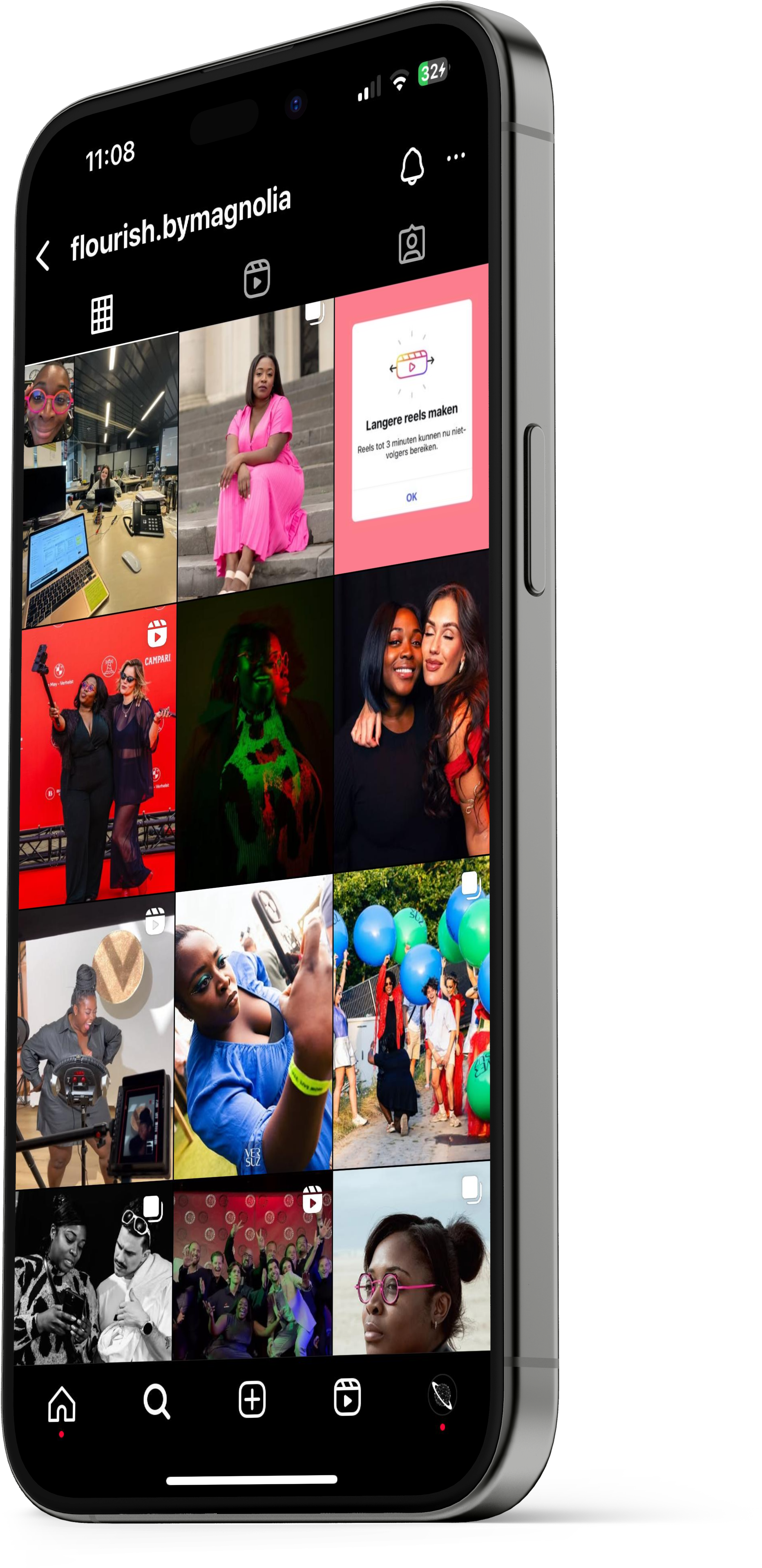 Social media marketing 2 Iphone met instagram pagina van Flourish by magnolia